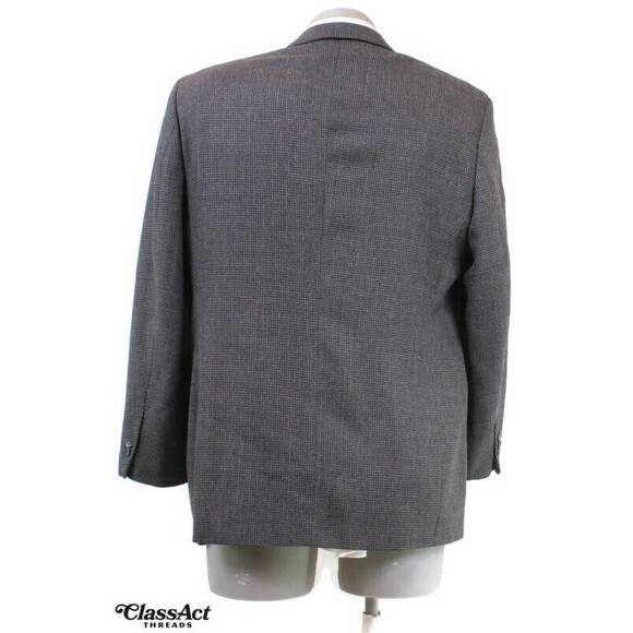 Jos A Bank Gray Houndstooth Wool Blazer Suit Jacket Sport Coat 3 Btn 44R - Picture 5 of 7